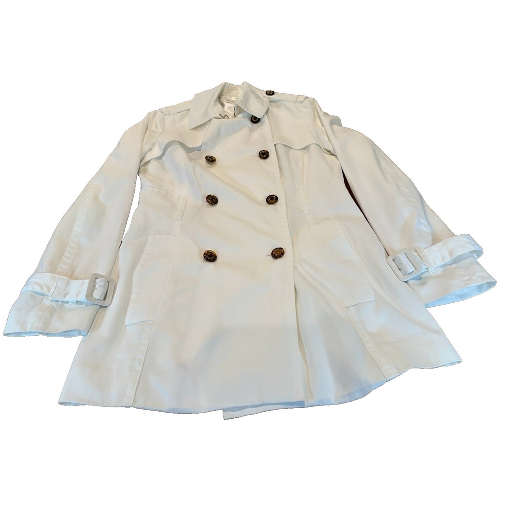Banana Republic Womens Classic Cotton White Raincoat Mid Length‎ Size S
